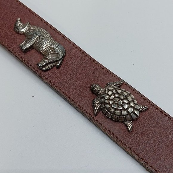 Brighton Honest Leather Concho Belt Size 28 Animal Zebra Elephant Tiger Bear - Picture 6 of 9